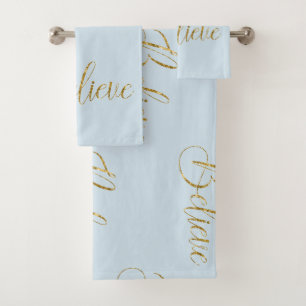 Gold Believe Winter Blue Bath Towel Set