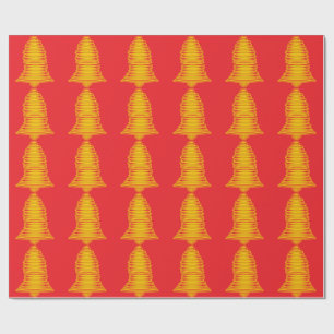 Gold Bell Red Wrapping Paper