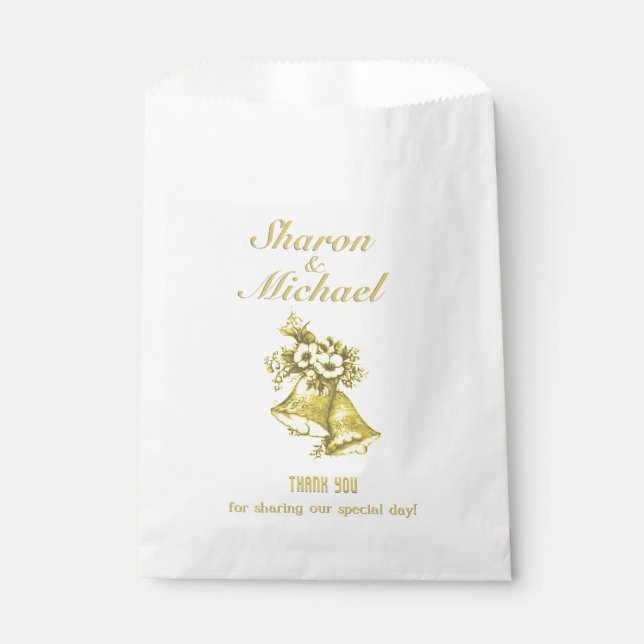 Gold Bells Wedding Favour Bag (Front)