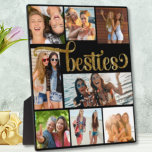Gold Besties Photo Collage Trendy Script Font  Plaque<br><div class="desc">Personalize our Gold Besties Photo Collage Trendy Script Font Plaque with your favourite pictures of you and your best friends! "Besties" is in a trendy script font in a faux glitter gold finish, with 8 squares and rectangles for your photos, set on a black background, that can be changed to...</div>
