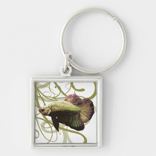 Gold Betta Siamese Fighting Fish Keychain (Front)