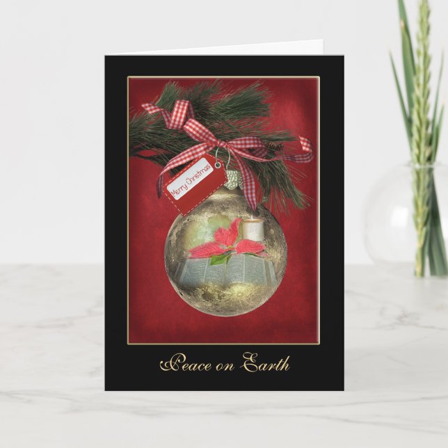 Gold Bible Ornament Holiday Card (Front)