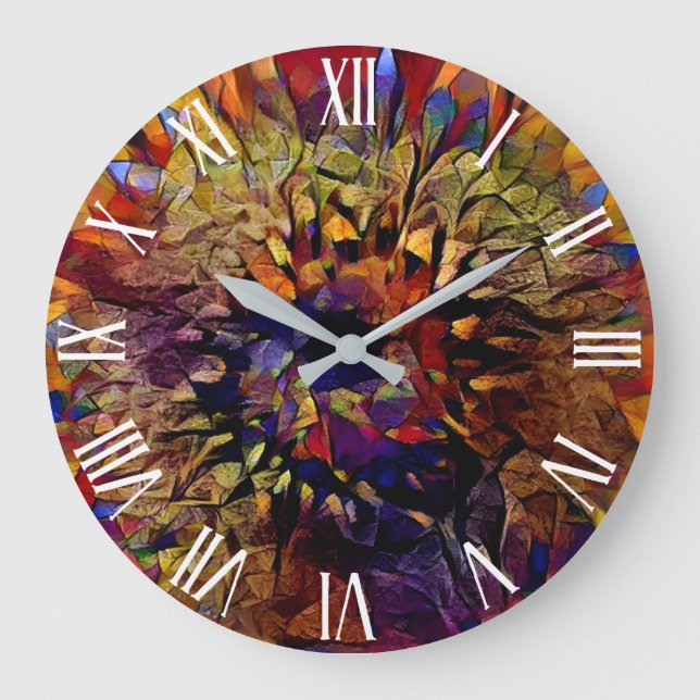 Gold Big Sun Sunflower Elegant Collection Large Clock (Front)