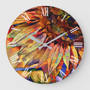 Gold Big Yellow Sunflower Elegant Collection Large Clock