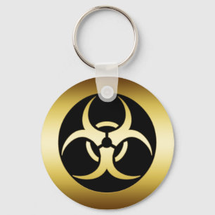 GOLD BIO-HARZARD SYMBOL KEYCHAIN