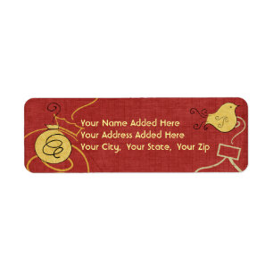 Gold Bird and Ornament Return Address Labels