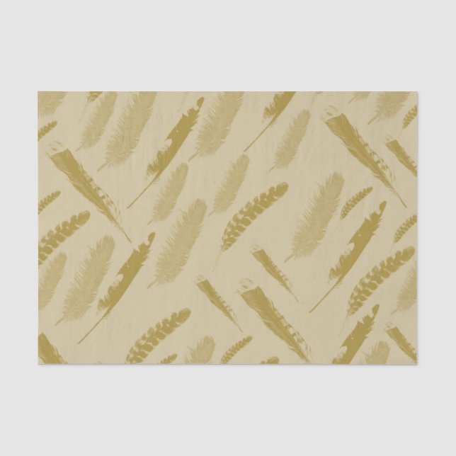 Gold Bird Feathers Tissue Paper (Front)