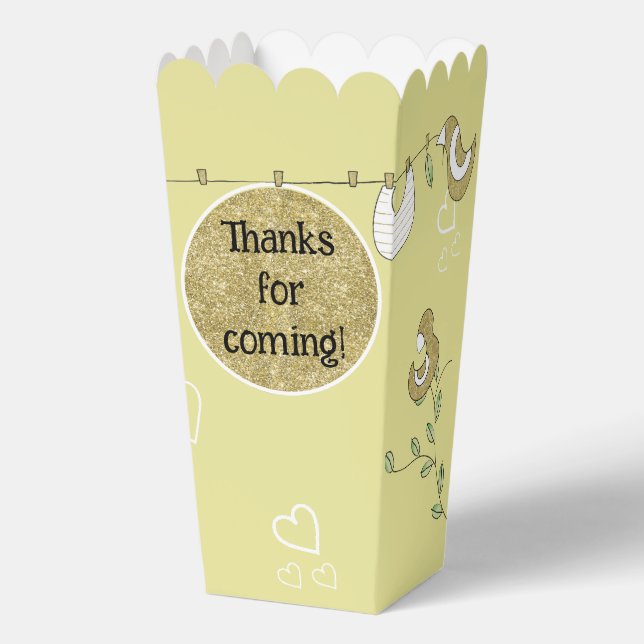 Gold Birds Baby Shower Favour Boxes (Front)