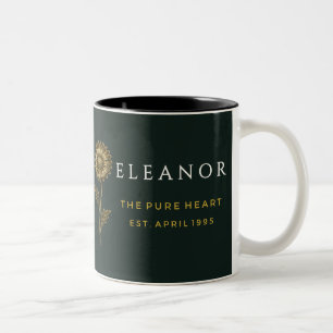 Gold Birth Flower Custom Name Mug - April Daisy