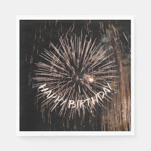 Gold Birthday Fireworks Napkin