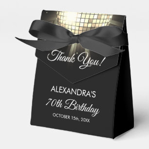 Gold Birthday Party 70's Disco Ball Thank You Favor Box