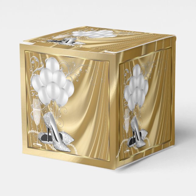 Gold Birthday Party Favor Box (Front Side)