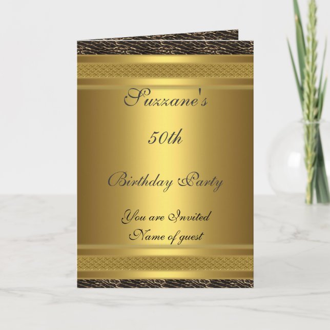 Gold  Birthday Party Invitation 50th birthday (Front)