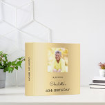 Gold birthday photo album binder<br><div class="desc">A faux gold looking background. Personalize and add photo and a name.
Spine: add your own text
Back: add a 2nd photo and text. (or use the same as the front)</div>