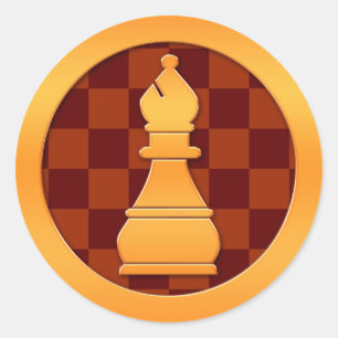Gold Bishop Chess Piece Classic Round Sticker