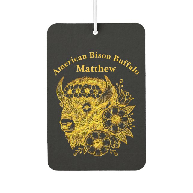 Gold Bison Adorned With Flowers and Foliage Air Freshener (Front)