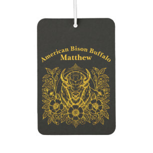 Gold Bison Among Flowers Air Freshener