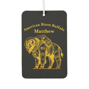 Gold Bison in Astronaut Suit Exploring Space Air Freshener