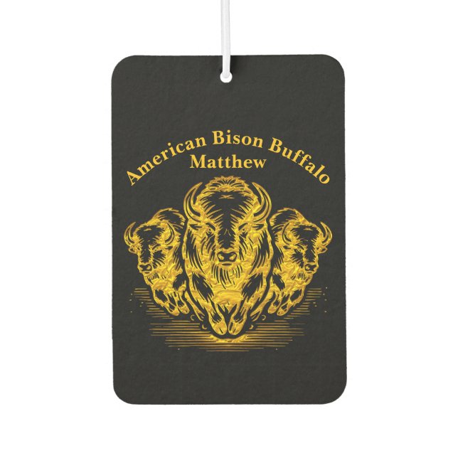 Gold Bison Stampede in a Wild Prairie Setting Air Freshener (Front)