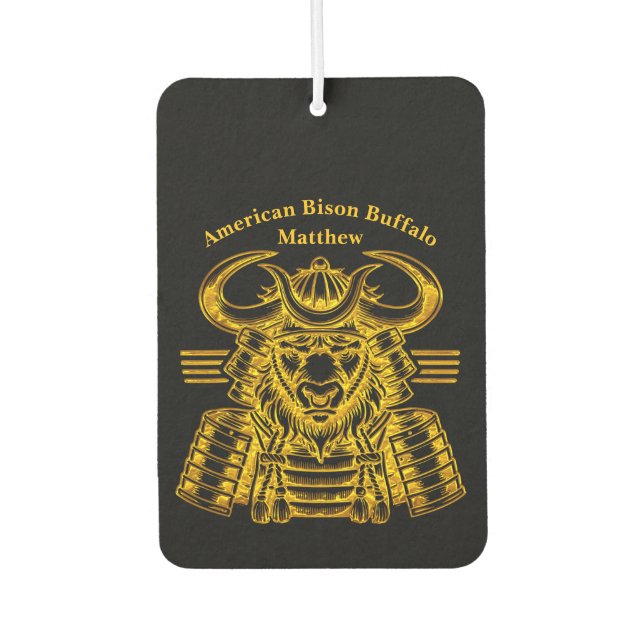 Gold Bison Warrior Design in Samurai Armour  Air Freshener (Front)