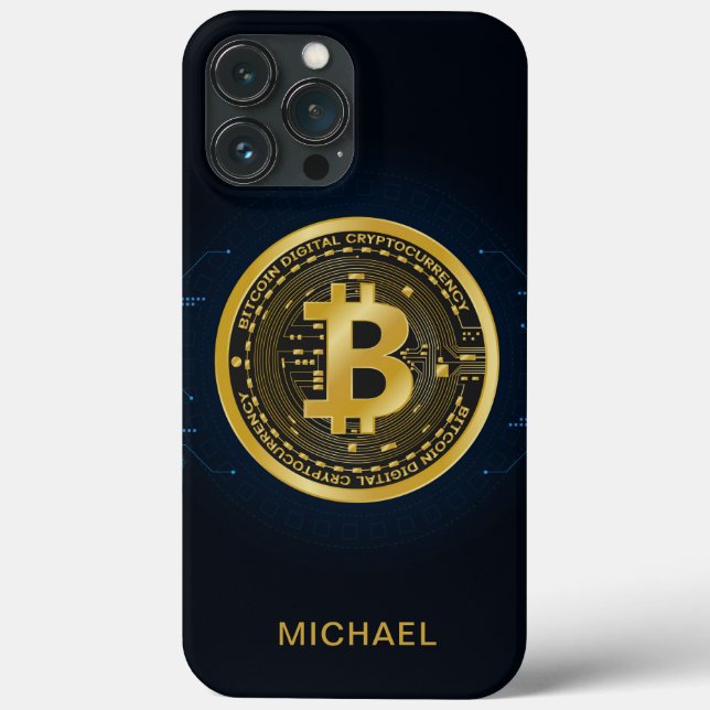 Gold Bitcoin Cryptocurrency Personalized Name Case-Mate iPhone Case (Back)