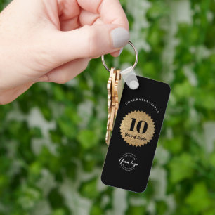 Gold Black 10th anniversary Employee Anniversary Keychain