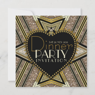 Gold Black 1920 Dîner Art Déco Invitations