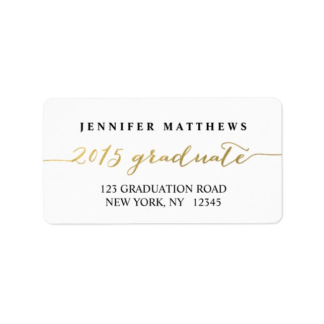 Gold Black 2015 | Étiquette de adresse de diplôme (Devant)