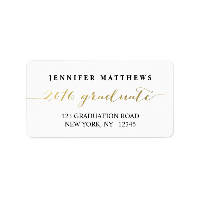 Gold Black 2016 | Étiquette de adresse de diplôme (Devant)