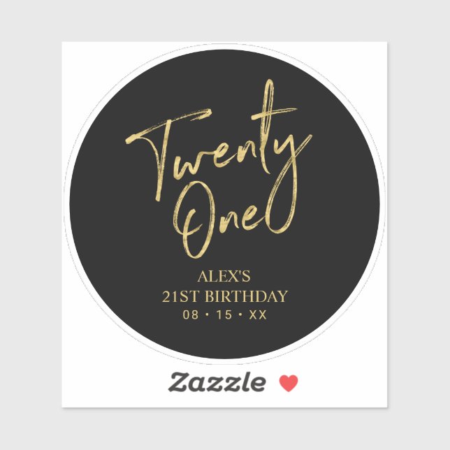 Gold & Black 21st Birthday Party Favour Thank you (Sheet)