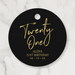 Gold & Black 21st Birthday Party Favour Thank you  Favour Tags