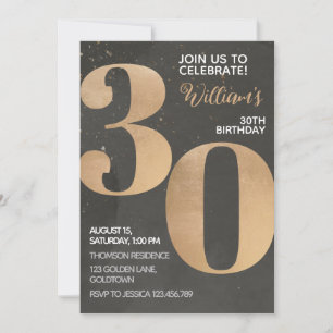Gold Black 30e anniversaire Invitation