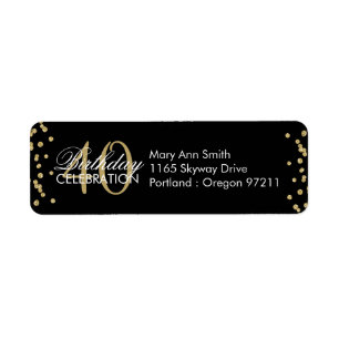 Gold Black 40th Birthday Glitter Confetti