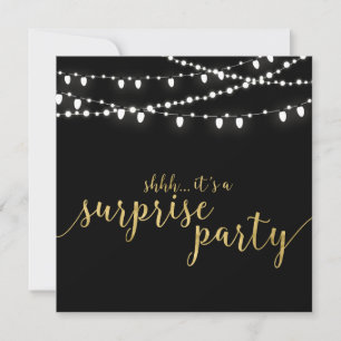Gold & Black   50th Surprise Wedding Anniversary Invitation