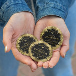 Gold & Black 50th Wedding Anniversary 2 Inch Round Button<br><div class="desc">Image of a gold shiny floral damask and gold diamonds with a customizable text template for you to customize.</div>