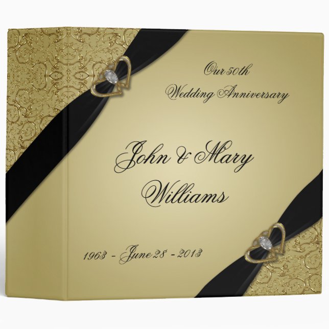 Gold Black 50th Wedding Anniversary Binder (Front/Spine)