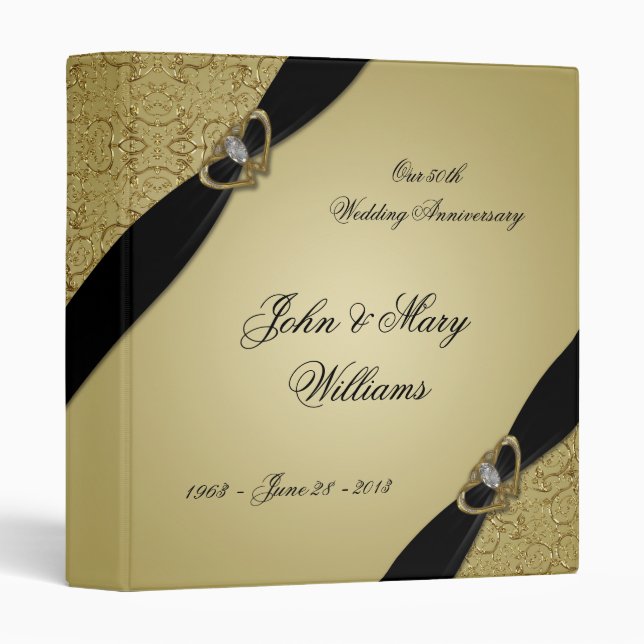 Gold Black 50th Wedding Anniversary Binder (Front/Spine)