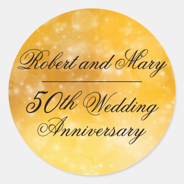 Gold, Black 50th Wedding Anniversary Envelope Seal (Front)