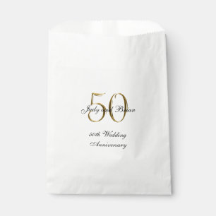 Gold Black 50th Wedding Anniversary Favour Bag