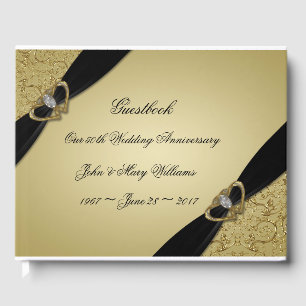 Gold Black 50th Wedding Anniversary Guest Book