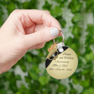 Gold Black 50th Wedding Anniversary Keychain