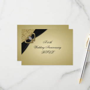 Gold Black 50th Wedding Anniversary RSVP Card