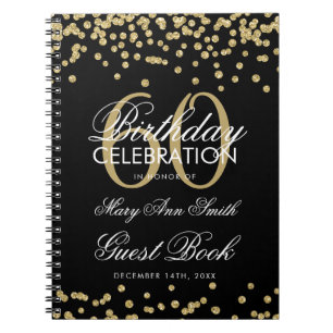 Gold Black 60th Birthday Guest Book Confetti