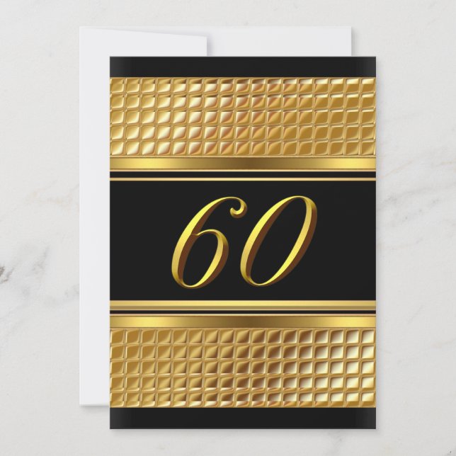 Gold & Black 60th Birthday Party Invitation (Devant)