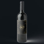 Gold Black 60th Birthday Wine Label<br><div class="desc">Gold black 60th birthday party wine labels. Featuring modern botanical accents and typography script font. Simple floral design perfect for a stylish bday celebration. Can be customized for any age.</div>
