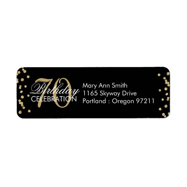 Gold Black 70th Birthday Glitter Confetti (Front)