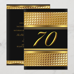 Gold & Black 70th Birthday Party Invitation