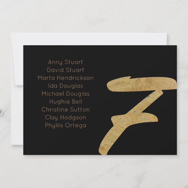 Gold Black 7 numéro de table Mariage carte de sièg (Dos)