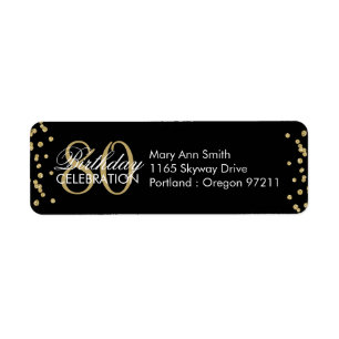 Gold Black 80th Birthday Glitter Confetti