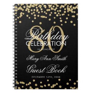 Gold Black 80th Birthday Guest Book Confetti